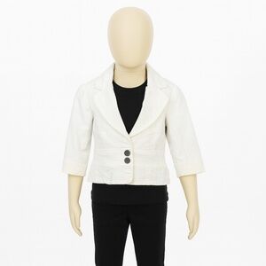 Twenty One‎ Blazer Girls Medium Off White Cropped 3/4 Sleeve Preppy Chic